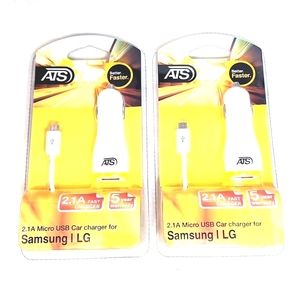 LOT of 2pc 2.1A Micro USB Car Charger fits all android phones
